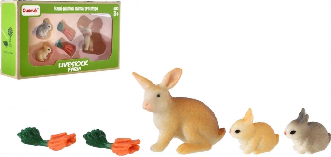 Coniglietti di plastica con set di accessori, 3 pz
