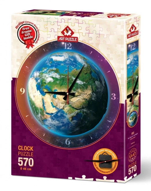 Puzzle Orologio A Mondo 570 Pezzi Con Telaio