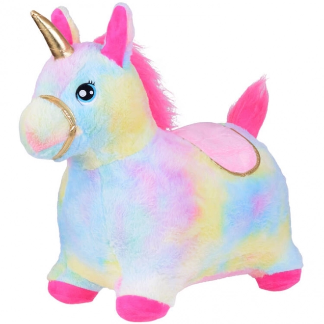 Unicorno Saltatore Arcobaleno in Peluche con Pompa