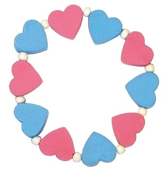 Braccialetto per bambini con cuori rosa e blu