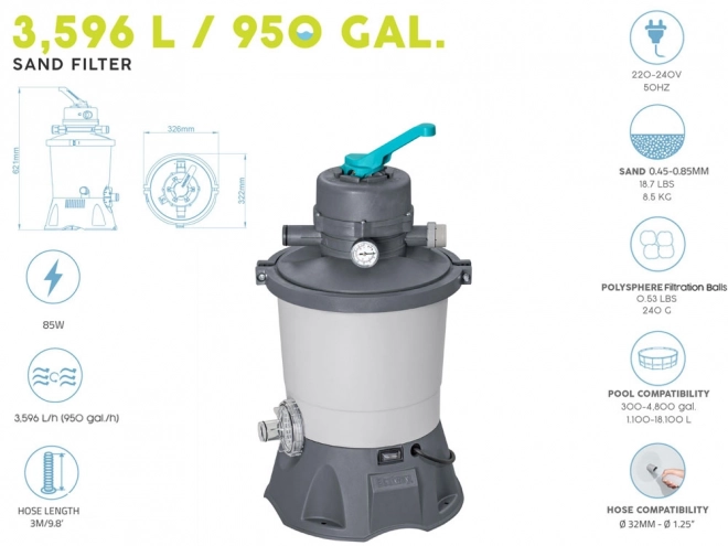 Pompa filtro a sabbia Bestway 3596 l/h per piscine