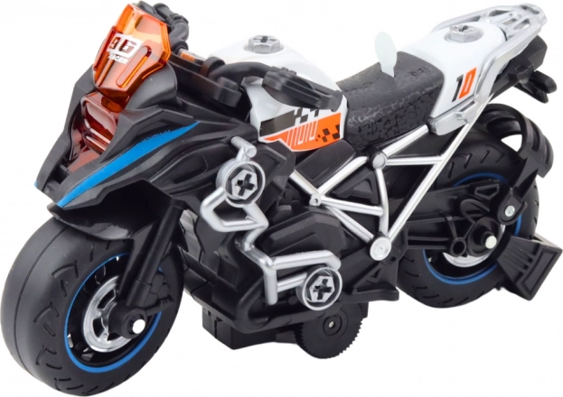 Motocicletta da montare con luci e suoni da corsa nera