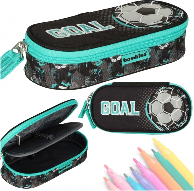 astuccio con un solo scomparto BAMBINO goal calcio