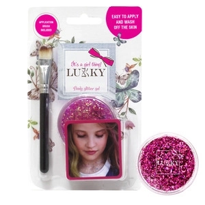 Gel corpo scintillante con pennello Lukky rosa