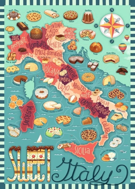 Puzzle dolce mappa d'Italia 1000 pezzi