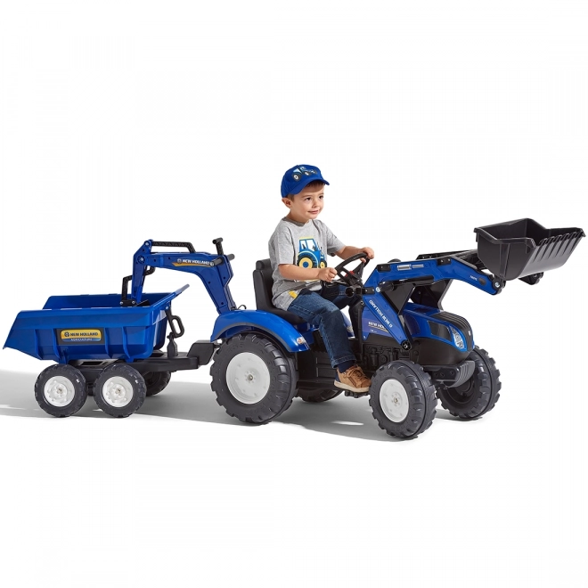 Trattore New Holland con rimorchio blu per bambini dai 3 anni