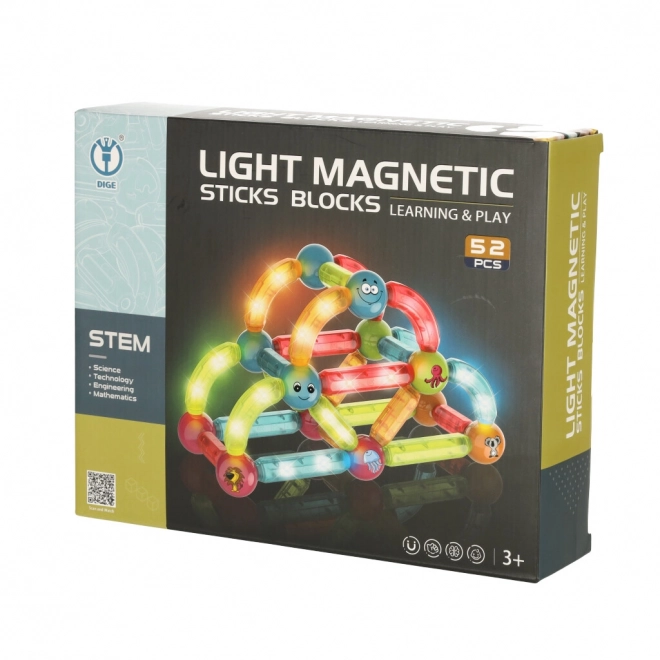 Blocchi Magnetici LED Luminosi per Bambini, 52 Pezzi