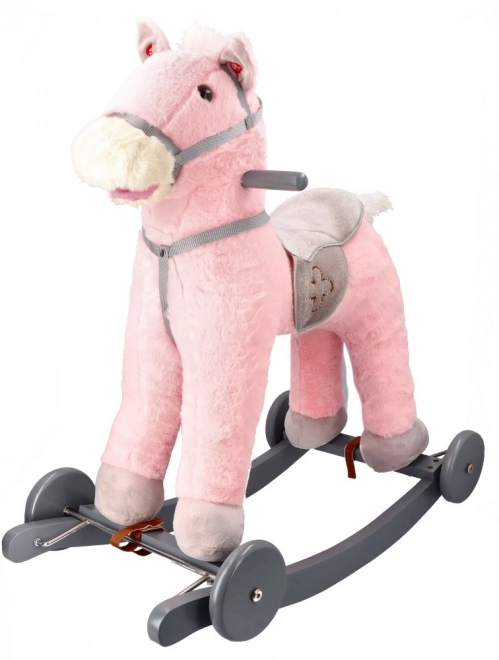 Cavallo a dondolo rosa con ruote