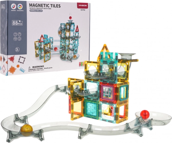 Pista di costruzione magnetica per biglie 88 pezzi