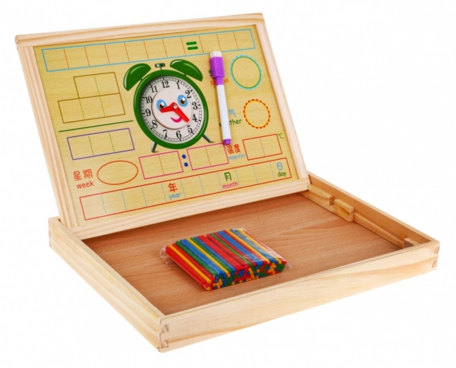 Lavagna Magnetica in Legno per Bambini con Accessori Educativi