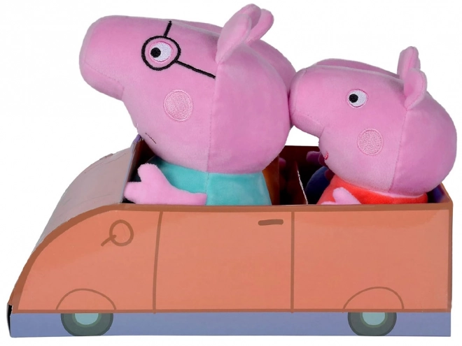 Set di peluche Peppa Pig George Mamma Papà nel Auto