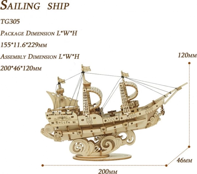 Puzzle 3D in legno Nave da guerra