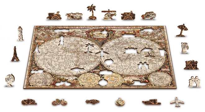 Puzzle in legno Mappa dell'Antico Mondo 2 in 1