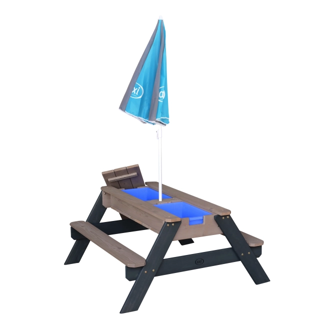 Tavolo da picnic Axi Nick con contenitori per sabbia/acqua e ombrellone