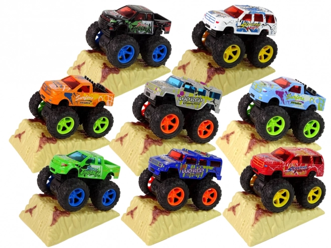 Macchina giocattolo Monster Truck con gomme in gomma e rampa