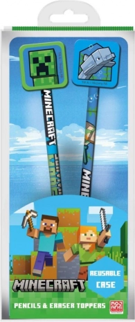 Set di matite MINECRAFT con topper, 2 pz