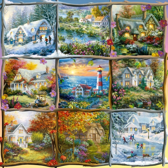 Puzzle quadrato collage quattro stagioni 1000 pezzi