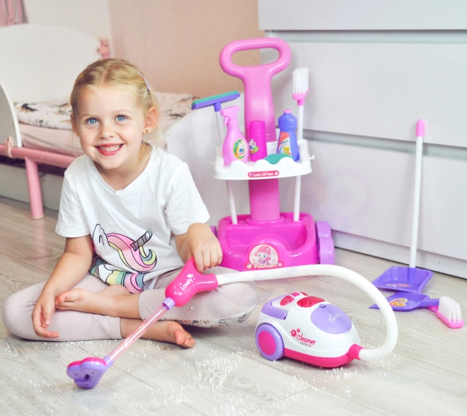 Set pulizie per bambini con carrello e aspirapolvere Woopie