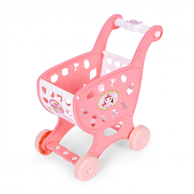 Carrello della spesa rosa per bambini con accessori