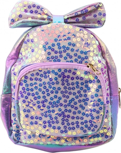 Zainetto per bambini con paillettes scintillanti e fiocco viola 22 cm 2,8 L