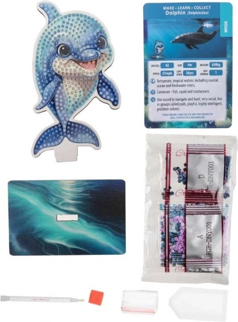 Pittura Diamante CRYSTAL ART: Oceano - Delfino