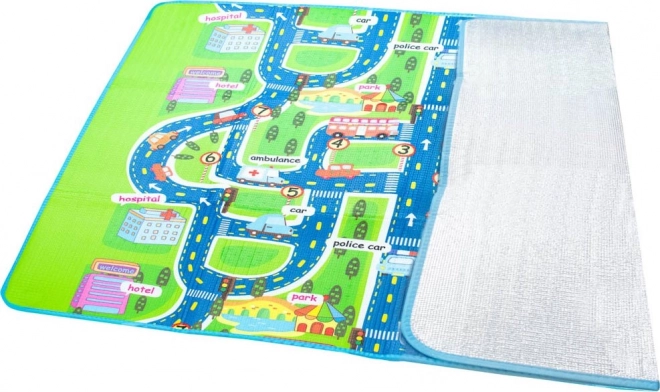 Tappetino da gioco pieghevole per bambini in schiuma con motivo stradale 160 x 130 cm