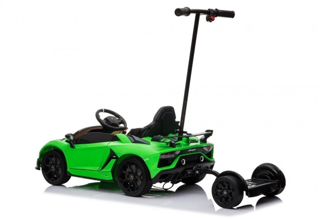 Auto elettrica per bambini Lamborghini Aventador verde con piattaforma