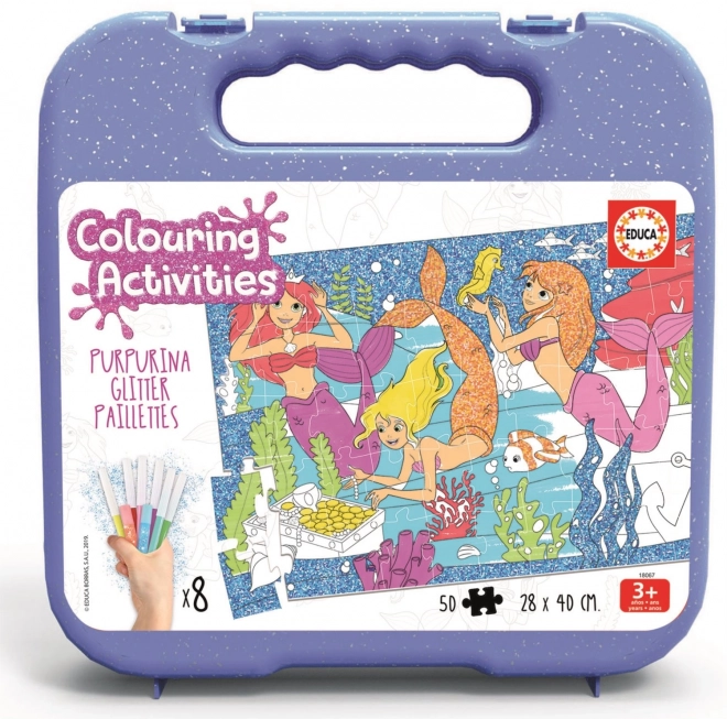 Puzzle da Colorare Sirene EDUCA 50 Pezzi con Pennarelli