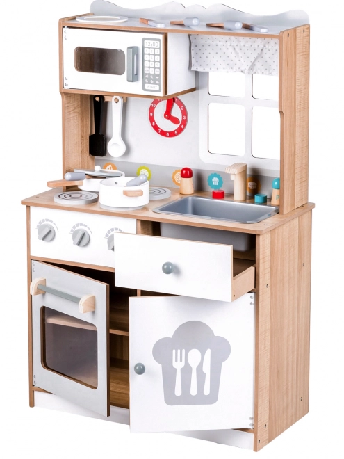 Cucina giocattolo in legno per bambini con accessori Ecotoys