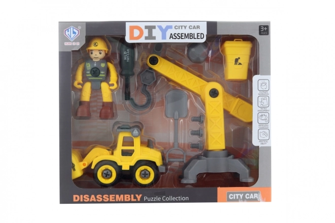 Set costruttivo con gru e figurina