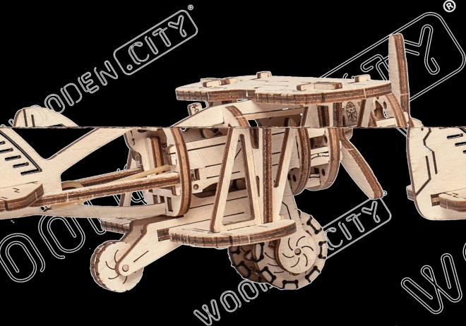 Puzzle 3D Biplano in Legno da Montare