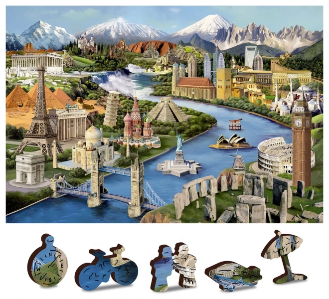 Puzzle in legno paesaggi del mondo 2 in 1 - 75 pezzi