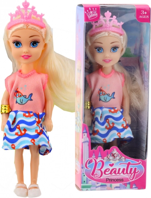 Mini bambola principessa con corona vestiti colorati 14 cm