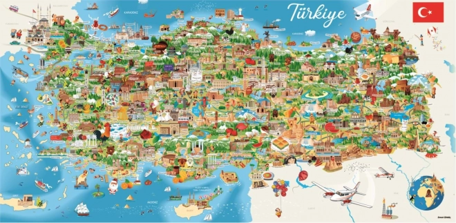 Puzzle panoramico mappa della Turchia 1500 pezzi