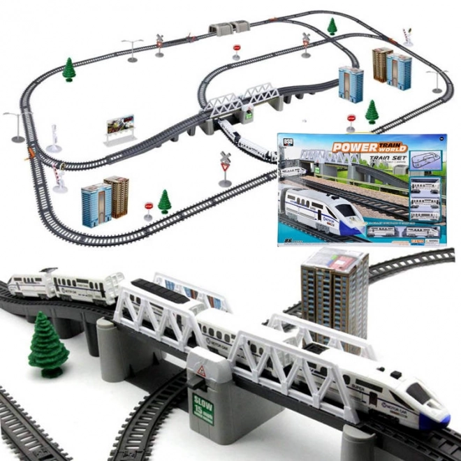 Moderna pista elettrica lunga per treni