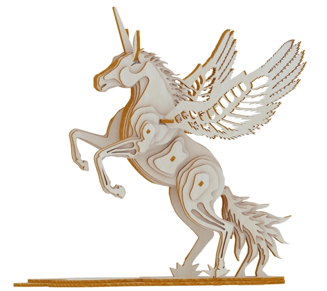 Puzzle 3D in legno unicorno