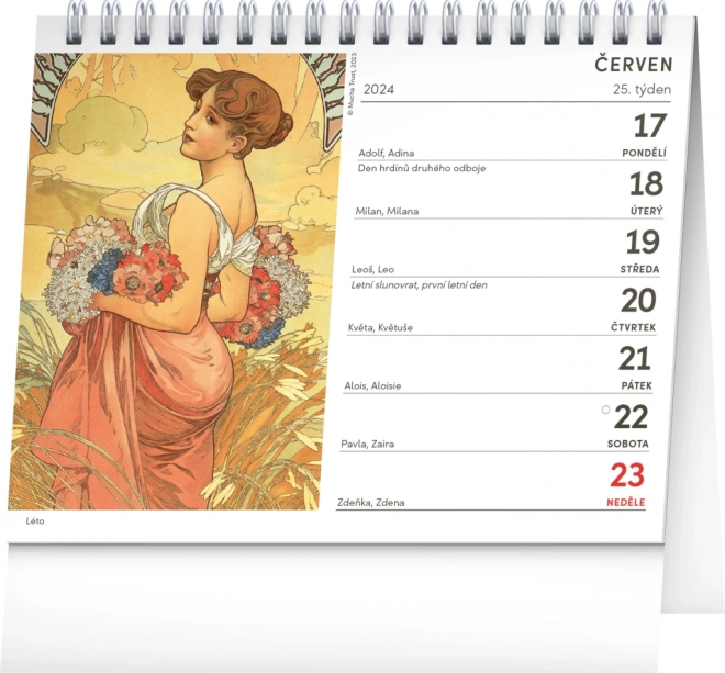 Calendario da Tavolo Alfons Mucha 2024