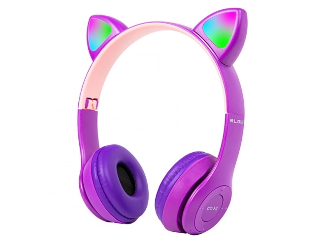 Cuffie senza fili Bluetooth 5.0 LED per bambini con orecchie viola