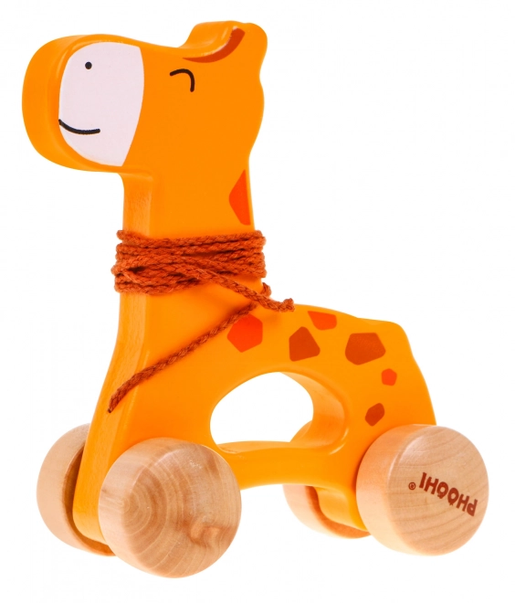 Jeździk in legno Giraffa su corda per bambini 12m+