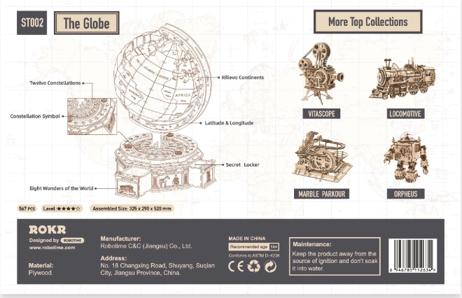 Puzzle Globe 3D in Legno ROKR