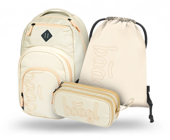 Set BAAGL Coolmate Beige: zaino, astuccio, sacchetto