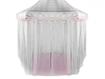 Tenda per bambini grigio‑rosa Kruzzel con tendine e pon‑pon