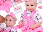 Adorabile bambola morbida neonato 50 cm con pannolino, biberon e ciuccio magnetico