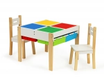 Set di mobili per bambini in legno: tavolo e 2 sedie ECOTOYS