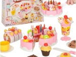 Torta rosa di compleanno da tagliare – set per bambini 75 pz