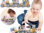Giocattolo in legno trenino con blocchetti e animaletti Montessori
