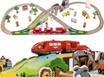 Pista ferroviaria in legno 3,2 m – grande set da 57 pezzi con gru