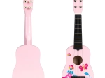 Chitarra in legno rosa per bambini con corde in metallo ECOTOYS