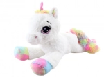 Unicorno di peluche bianco 80 cm con dettagli arcobaleno