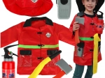 costume da pompiere per bambini con walkie-talkie 3-8 anni